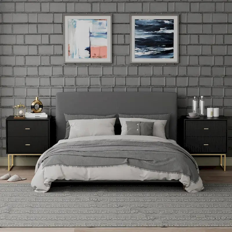 Ensemble de 2 tables de chevet avec cadre en métal pour chambre à coucher ou salon