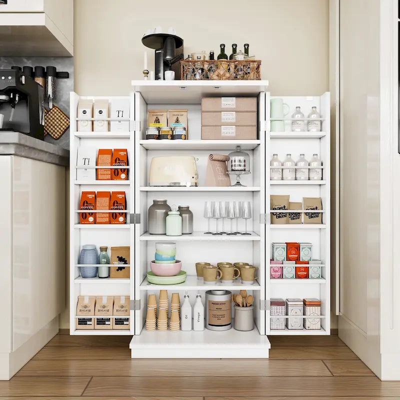 Futzca 47in Pantry Cabinet, Wooden Kitchen Storage Cabinets