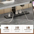 Bureau d'ordinateur à domicile avec tiroir à dossiers et prise électrique, étagère à 5 tiroirs pour écran