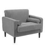 Fauteuil d'appoint moderne en velours côtelé rembourré avec coussins d'accoudoirs