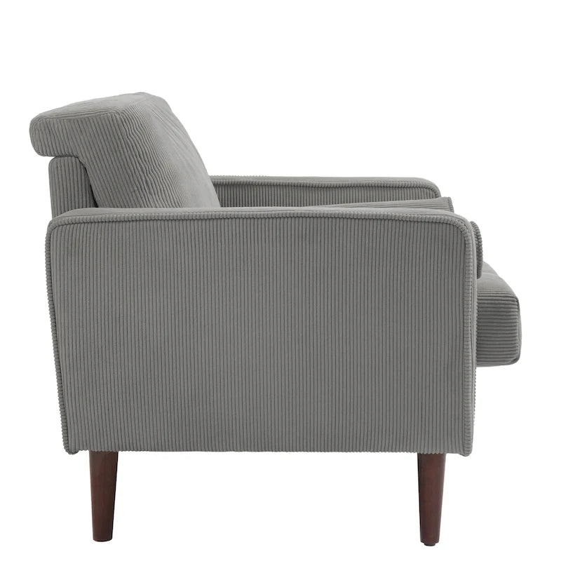 Fauteuil d'appoint moderne en velours côtelé rembourré avec coussins d'accoudoirs