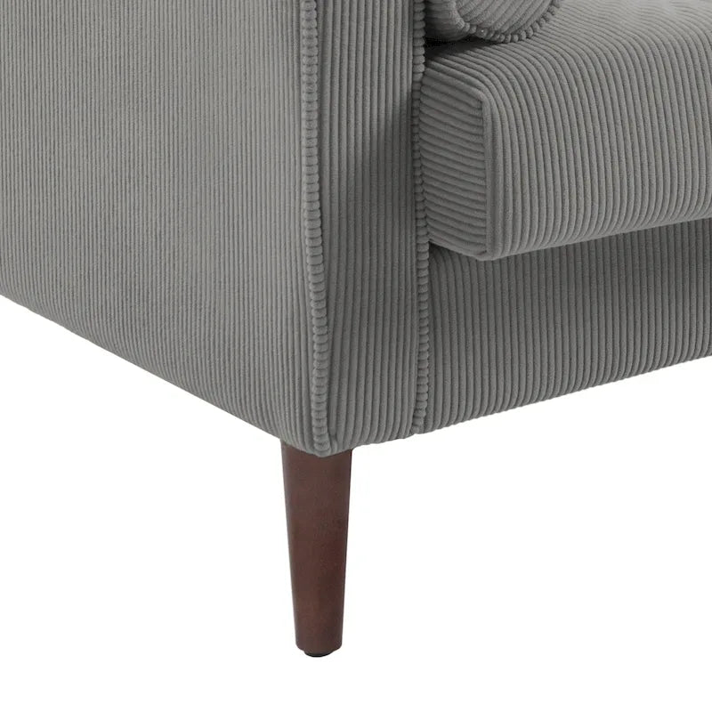 Fauteuil d'appoint moderne en velours côtelé rembourré avec coussins d'accoudoirs