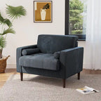 Fauteuil d'appoint moderne en velours côtelé rembourré avec coussins d'accoudoirs