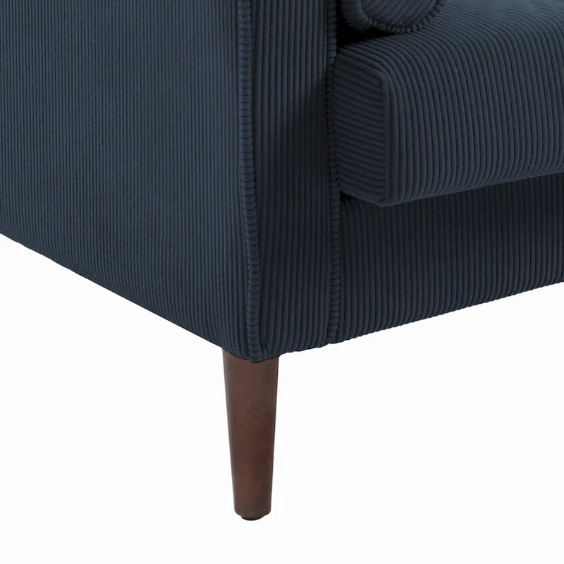 Fauteuil d'appoint moderne en velours côtelé rembourré avec coussins d'accoudoirs