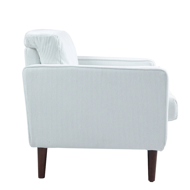 Fauteuil d'appoint moderne en velours côtelé rembourré avec coussins d'accoudoirs