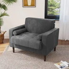 Fauteuil d'appoint moderne en velours côtelé rembourré avec coussins d'accoudoirs