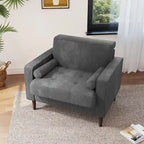 Fauteuil d'appoint moderne en velours côtelé rembourré avec coussins d'accoudoirs