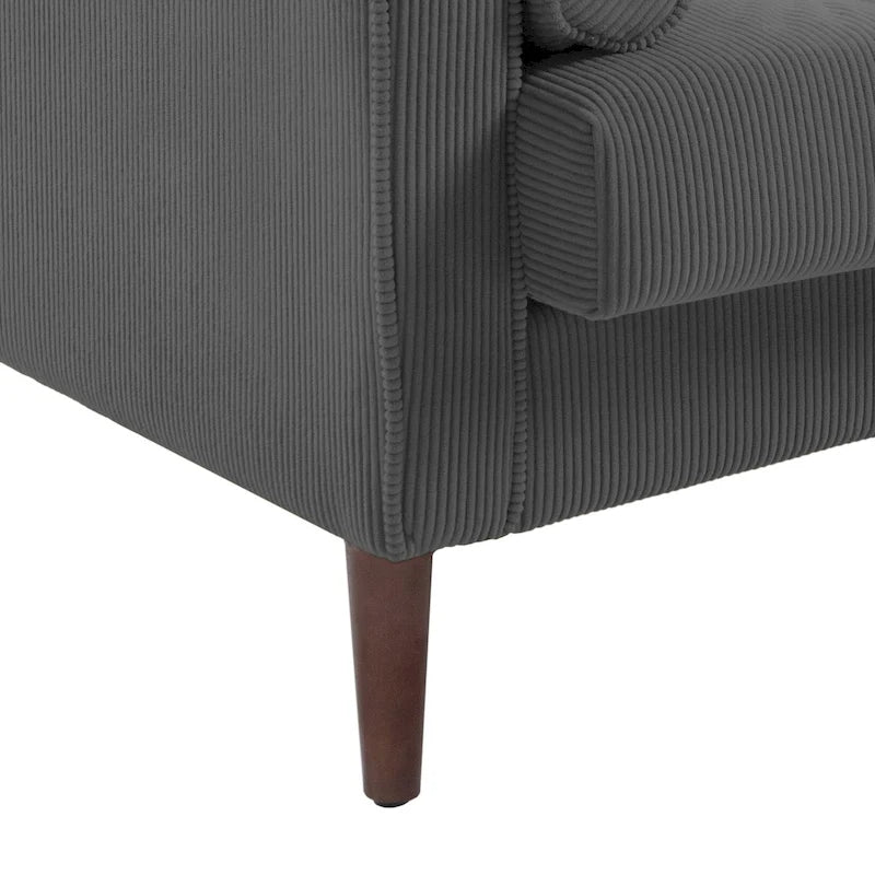 Fauteuil d'appoint moderne en velours côtelé rembourré avec coussins d'accoudoirs