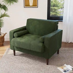 Fauteuil d'appoint moderne en velours côtelé rembourré avec coussins d'accoudoirs