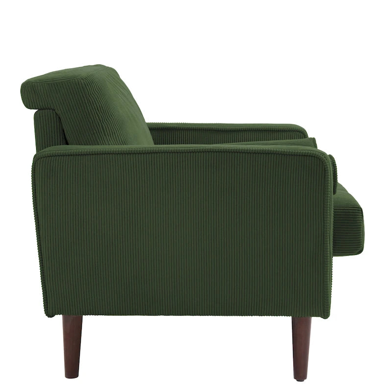 Fauteuil d'appoint moderne en velours côtelé rembourré avec coussins d'accoudoirs
