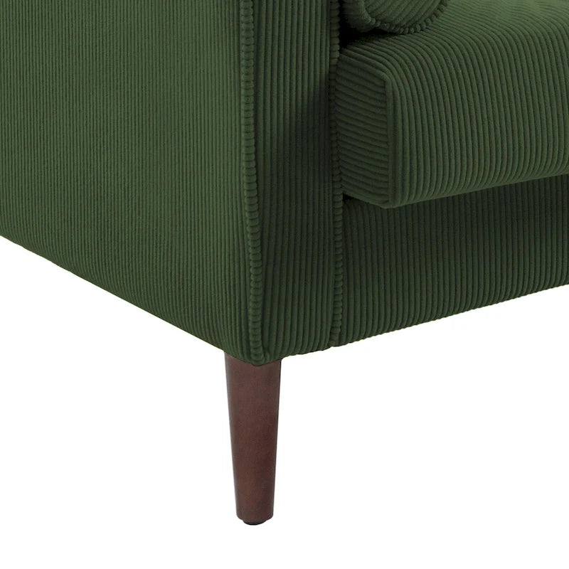 Fauteuil d'appoint moderne en velours côtelé rembourré avec coussins d'accoudoirs