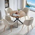 Ensemble table et chaises rondes Howtai avec accoudoirs en sherpa moelleux, gain de place