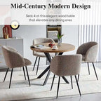 Ensemble table et chaises rondes Howtai avec accoudoirs en sherpa moelleux, gain de place