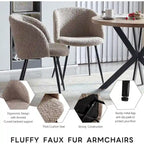 Ensemble table et chaises rondes Howtai avec accoudoirs en sherpa moelleux, gain de place