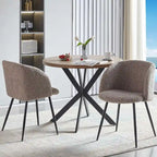 Ensemble table et chaises rondes Howtai avec accoudoirs en sherpa moelleux, gain de place