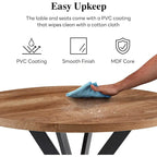 Ensemble table et chaises rondes Howtai avec accoudoirs en sherpa moelleux, gain de place