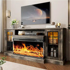 Meuble TV avec cheminée en verre sur 3 côtés de 91 cm (36 pouces) pour téléviseurs jusqu'à 80 pouces.
