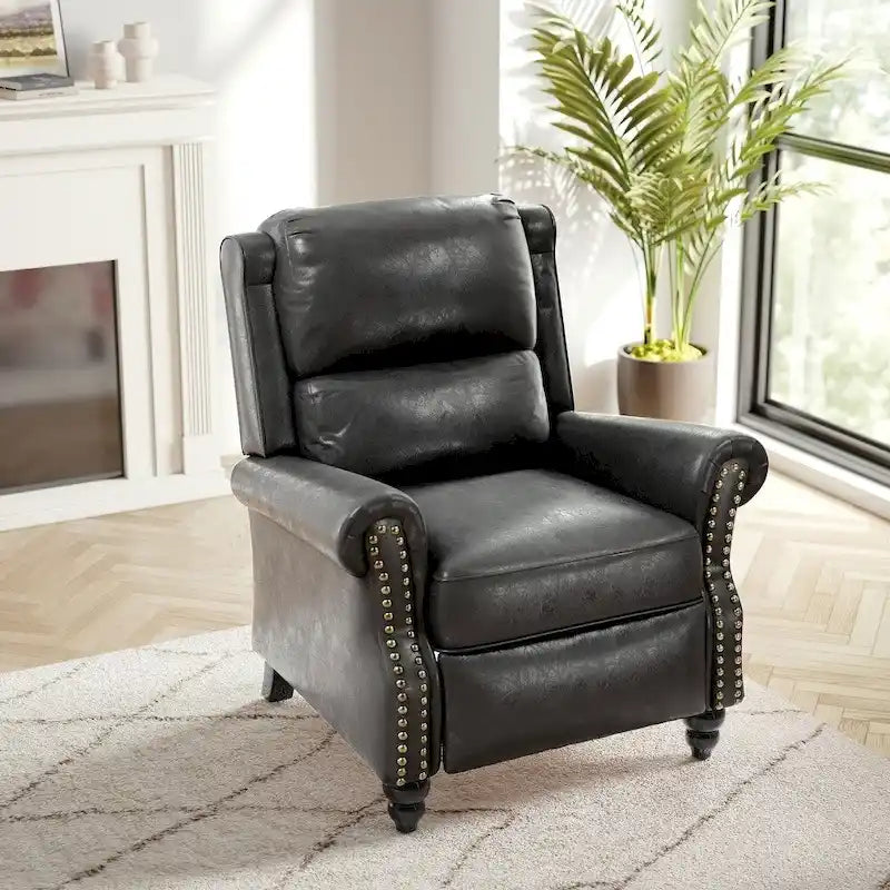 Fauteuil inclinable moderne à assise rembourrée et revêtement en cuir PU
