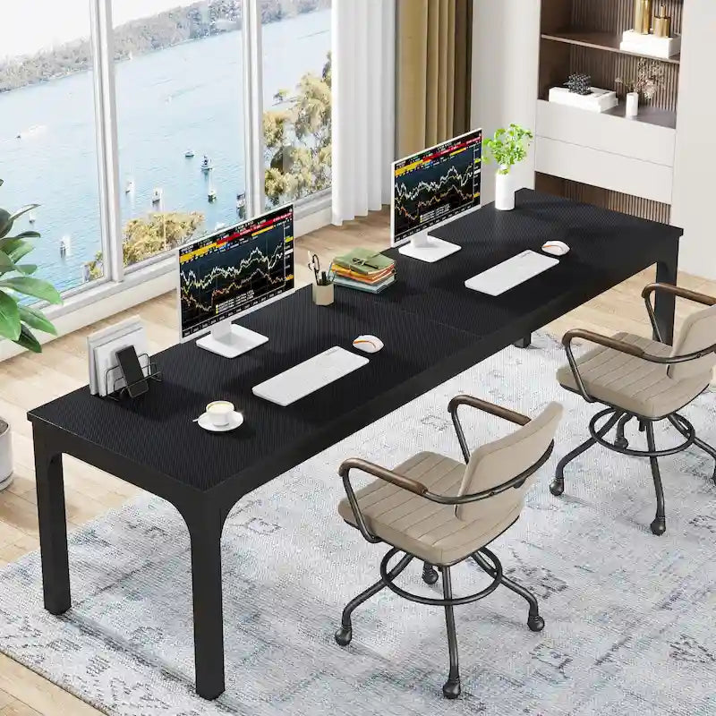 Bureau double extra long de 200 cm (78,74 pouces) pour 2 personnes, idéal pour le bureau à domicile