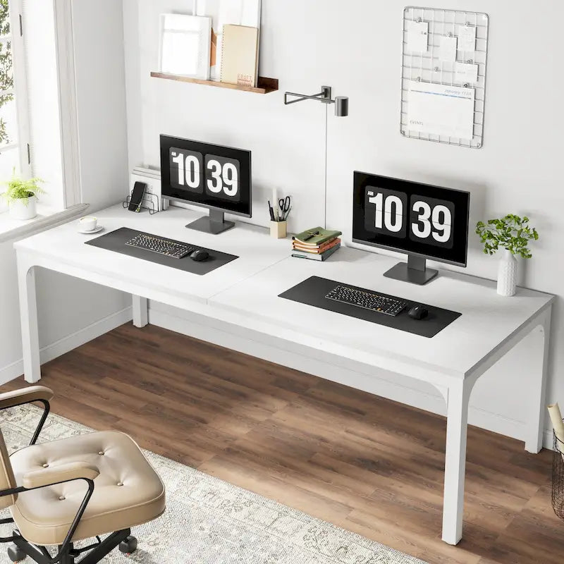 Bureau double extra long de 200 cm (78,74 pouces) pour 2 personnes, idéal pour le bureau à domicile