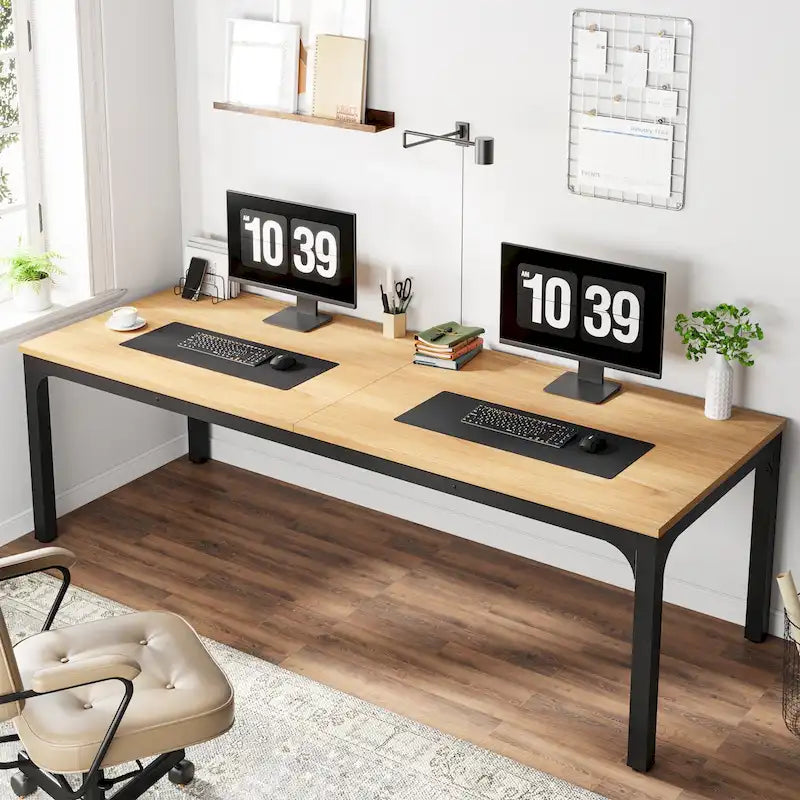 Bureau double extra long de 200 cm (78,74 pouces) pour 2 personnes, idéal pour le bureau à domicile