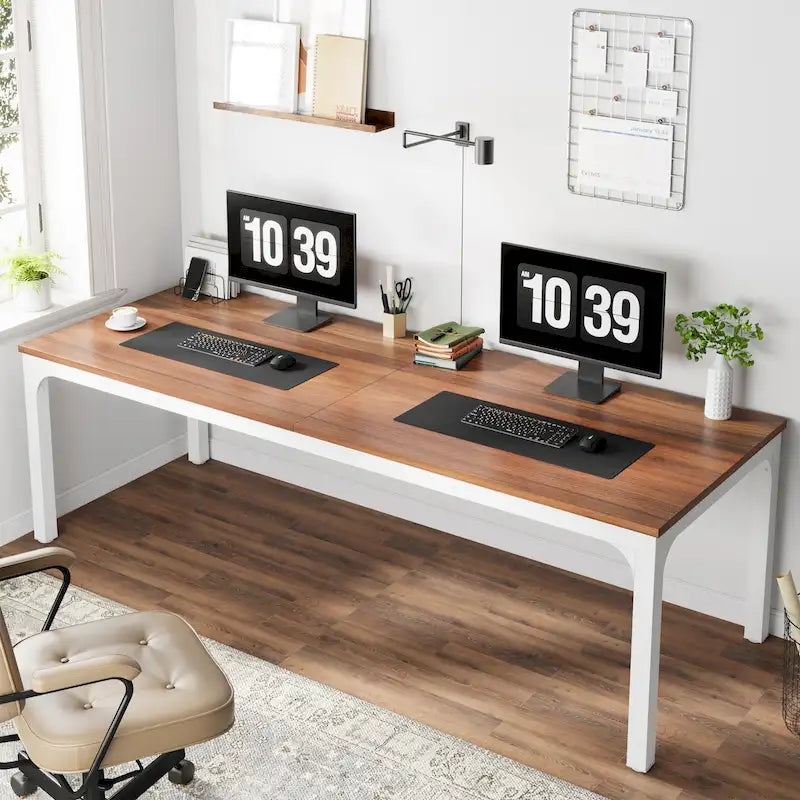 Bureau double extra long de 200 cm (78,74 pouces) pour 2 personnes, idéal pour le bureau à domicile