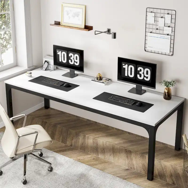 Bureau double extra long de 200 cm (78,74 pouces) pour 2 personnes, idéal pour le bureau à domicile