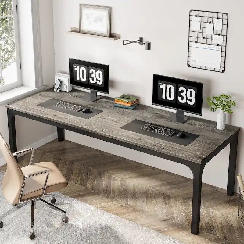 Bureau double extra long de 200 cm (78,74 pouces) pour 2 personnes, idéal pour le bureau à domicile