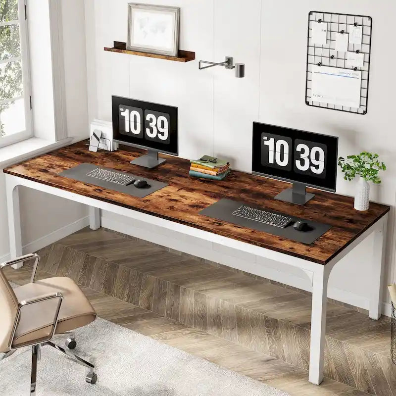 Bureau double extra long de 200 cm (78,74 pouces) pour 2 personnes, idéal pour le bureau à domicile