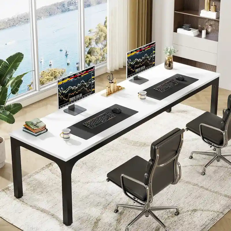 Bureau double extra long de 200 cm (78,74 pouces) pour 2 personnes, idéal pour le bureau à domicile