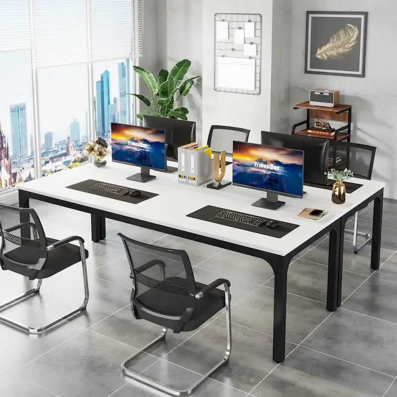 Bureau double extra long de 200 cm (78,74 pouces) pour 2 personnes, idéal pour le bureau à domicile