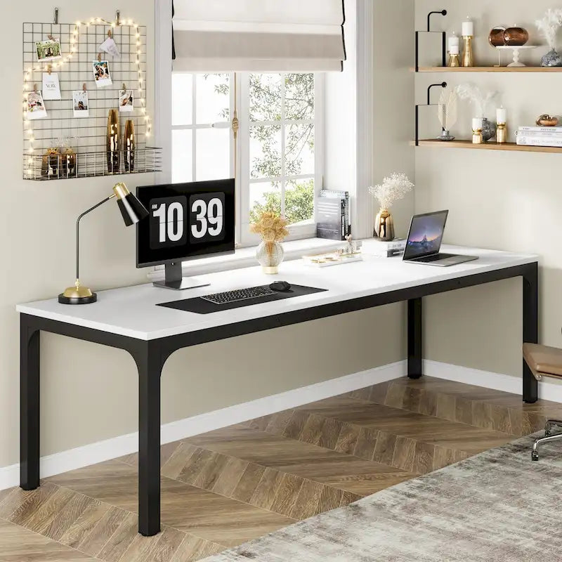 Bureau double extra long de 200 cm (78,74 pouces) pour 2 personnes, idéal pour le bureau à domicile