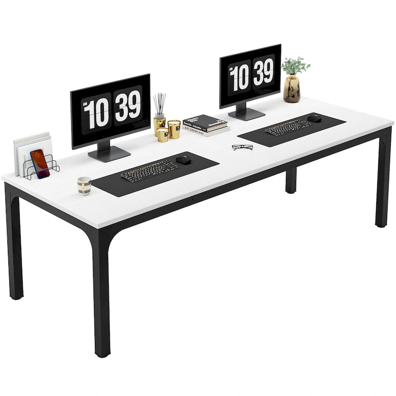 Bureau double extra long de 200 cm (78,74 pouces) pour 2 personnes, idéal pour le bureau à domicile