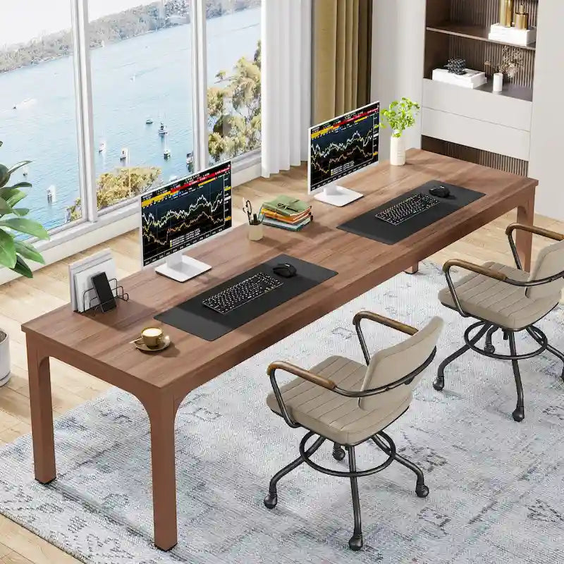 Bureau double extra long de 200 cm (78,74 pouces) pour 2 personnes, idéal pour le bureau à domicile