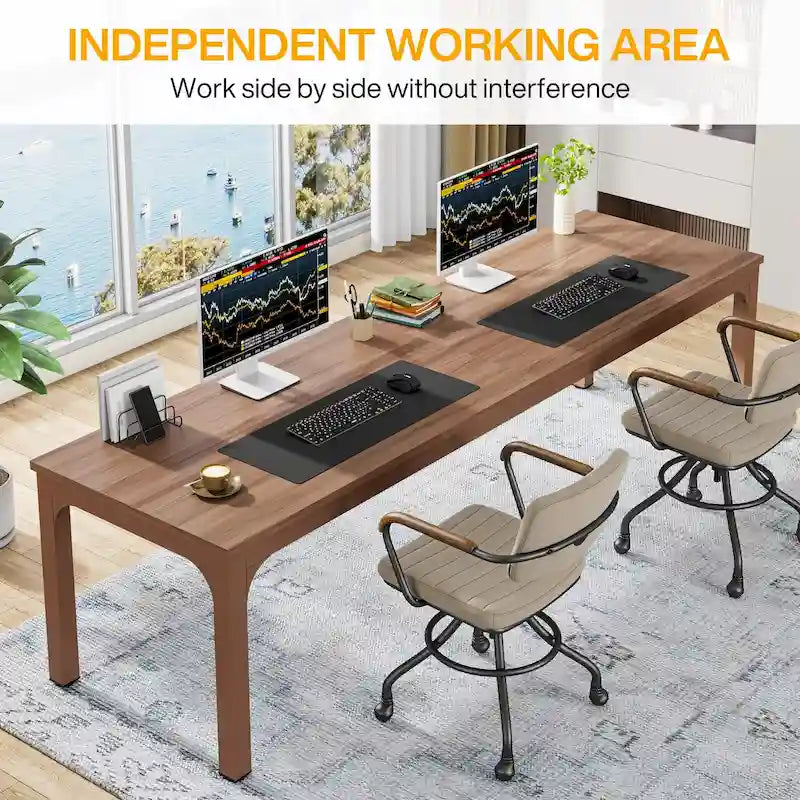 Bureau double extra long de 200 cm (78,74 pouces) pour 2 personnes, idéal pour le bureau à domicile