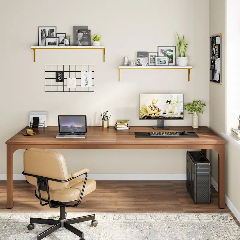 Bureau double extra long de 200 cm (78,74 pouces) pour 2 personnes, idéal pour le bureau à domicile
