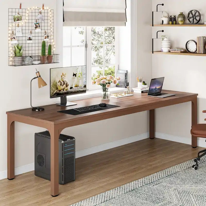 Bureau double extra long de 200 cm (78,74 pouces) pour 2 personnes, idéal pour le bureau à domicile