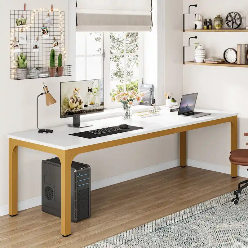 Bureau double extra long de 200 cm (78,74 pouces) pour 2 personnes, idéal pour le bureau à domicile