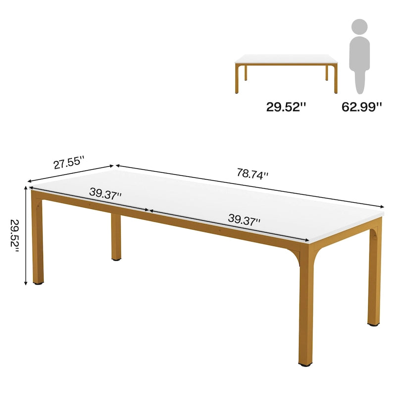 Bureau double extra long de 200 cm (78,74 pouces) pour 2 personnes, idéal pour le bureau à domicile
