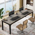 Bureau double extra long de 200 cm (78,74 pouces) pour 2 personnes, idéal pour le bureau à domicile