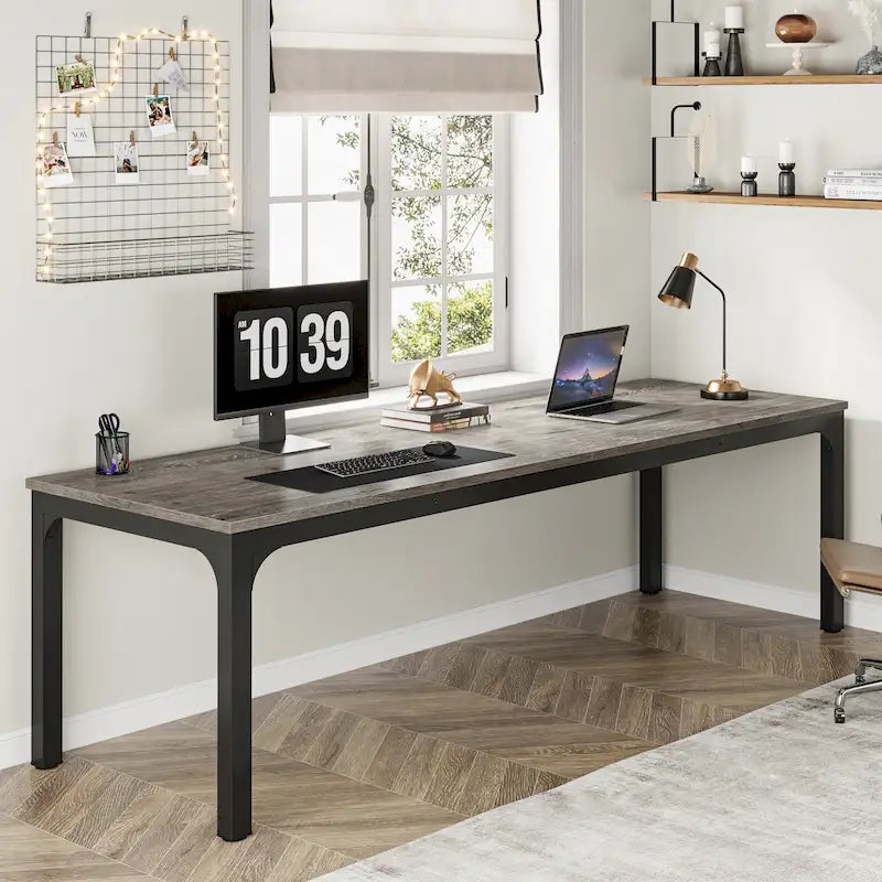 Bureau double extra long de 200 cm (78,74 pouces) pour 2 personnes, idéal pour le bureau à domicile