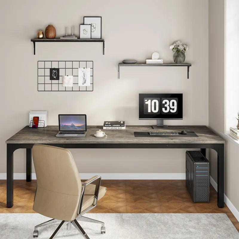 Bureau double extra long de 200 cm (78,74 pouces) pour 2 personnes, idéal pour le bureau à domicile