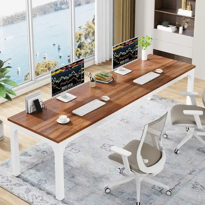 Bureau double extra long de 200 cm (78,74 pouces) pour 2 personnes, idéal pour le bureau à domicile