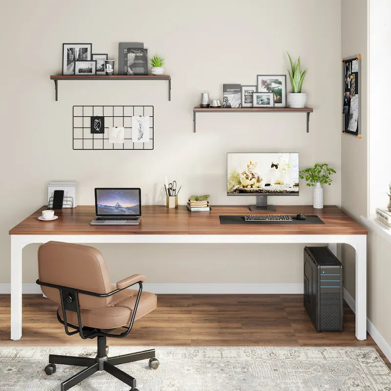 Bureau double extra long de 200 cm (78,74 pouces) pour 2 personnes, idéal pour le bureau à domicile