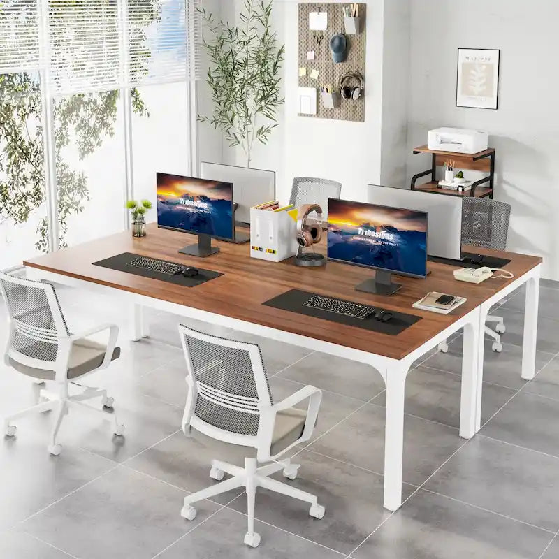 Bureau double extra long de 200 cm (78,74 pouces) pour 2 personnes, idéal pour le bureau à domicile