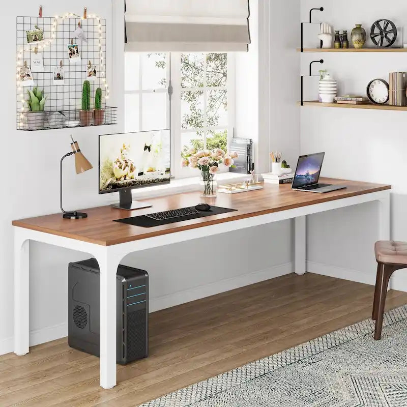 Bureau double extra long de 200 cm (78,74 pouces) pour 2 personnes, idéal pour le bureau à domicile