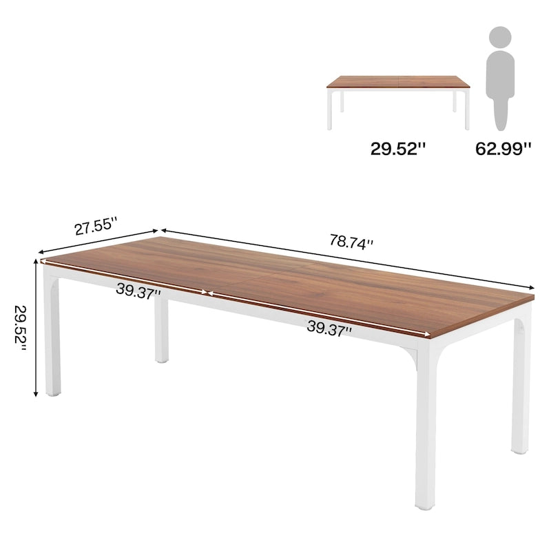Bureau double extra long de 200 cm (78,74 pouces) pour 2 personnes, idéal pour le bureau à domicile