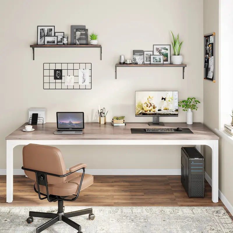 Bureau double extra long de 200 cm (78,74 pouces) pour 2 personnes, idéal pour le bureau à domicile