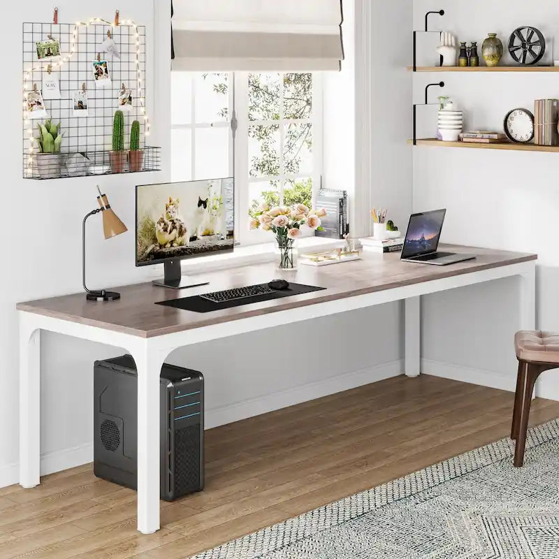 Bureau double extra long de 200 cm (78,74 pouces) pour 2 personnes, idéal pour le bureau à domicile