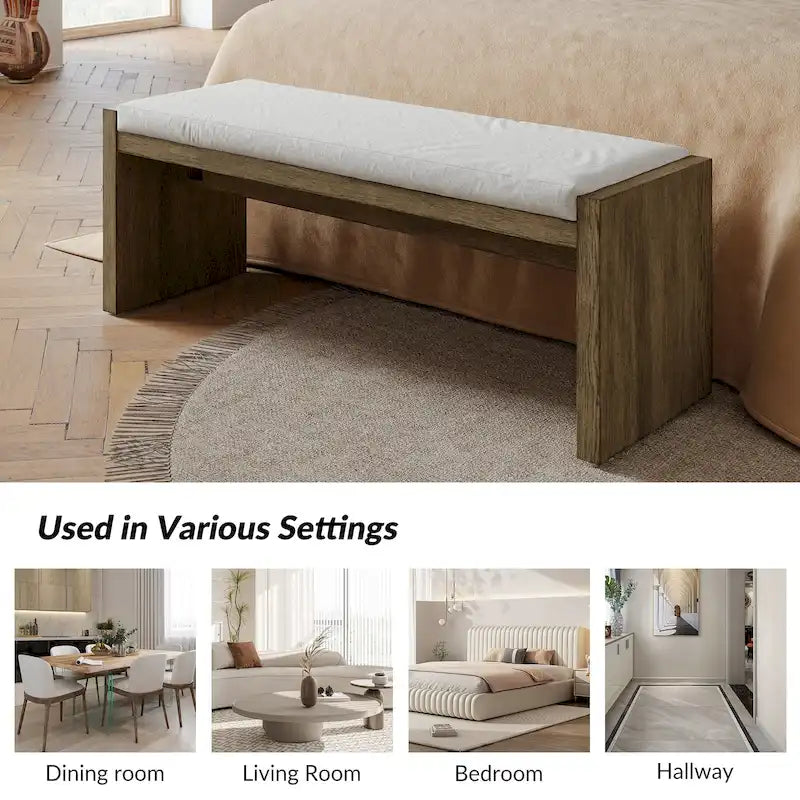 Banc Berta en bois massif capitonné, style transitionnel, par HULALA HOME